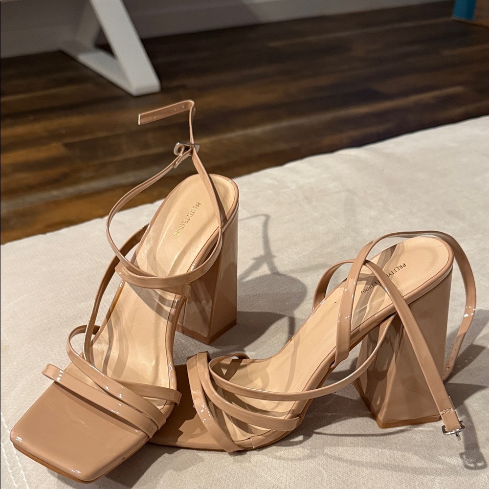 Pretty little thing Beige Strappy Block Heel Sandals